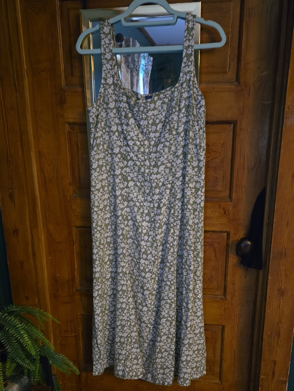 Old Navy Sage Green and White Floral Midi Dress